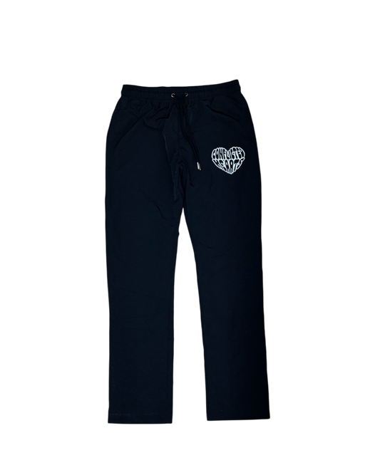 Black Nylon Track Bottoms