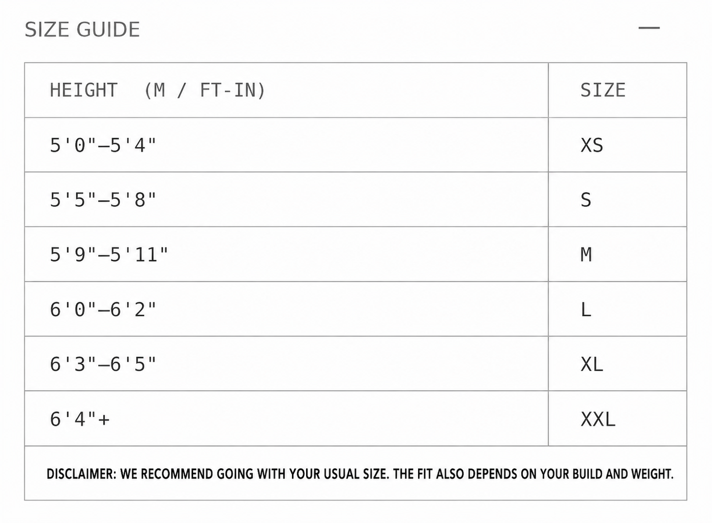 Size Guide