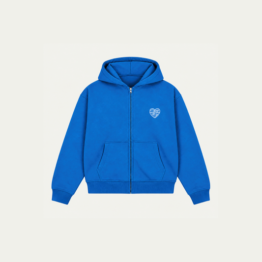 BLUE BASICS ZIP HOODIE