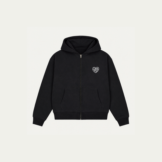 BLACK BASICS ZIP HOODIE