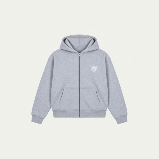 GREY BASICS ZIP HOODIE
