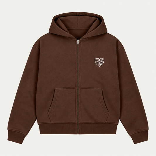 BROWN BASICS ZIP HOODIE