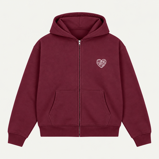 BURGUNDY BASICS ZIP HOODIE