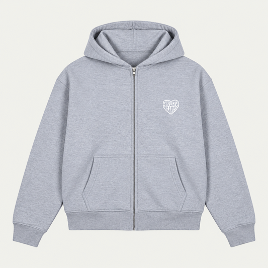 GREY BASICS ZIP HOODIE
