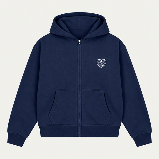 NAVY BASICS ZIP HOODIE