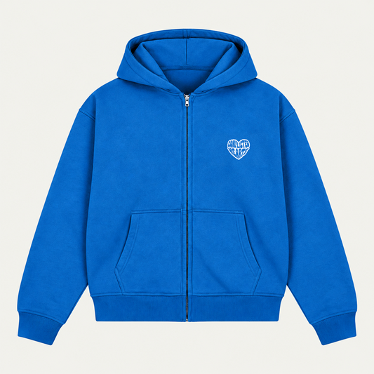BLUE BASICS ZIP HOODIE