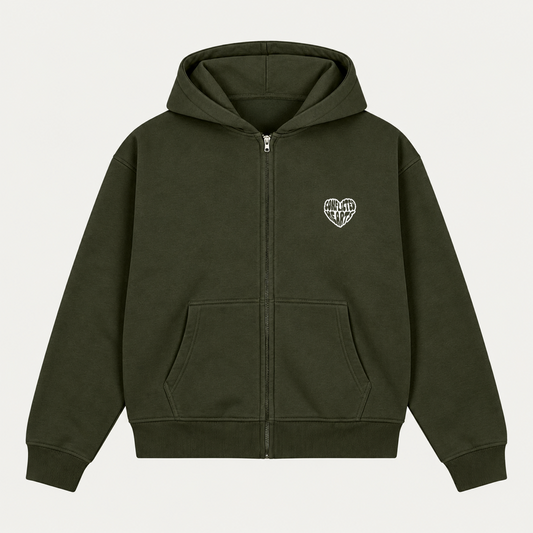 OLIVE BASICS ZIP HOODIE