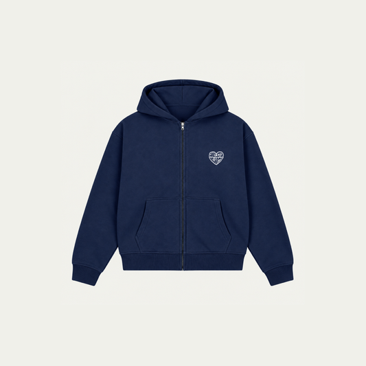 NAVY BASICS ZIP HOODIE